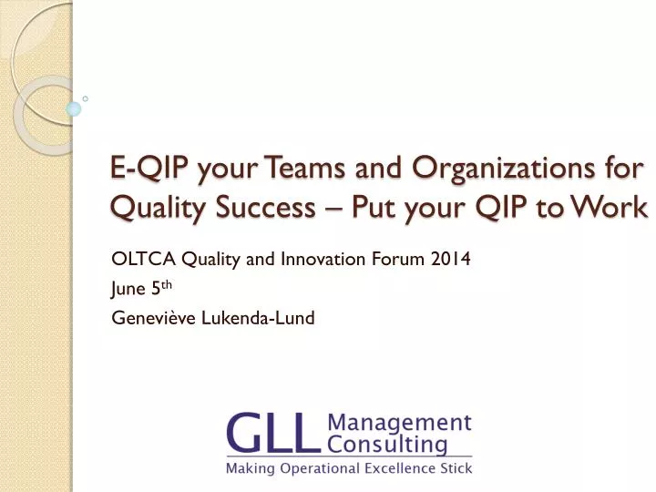 PPT EQIP your Teams and Organizations for Quality Success Put your