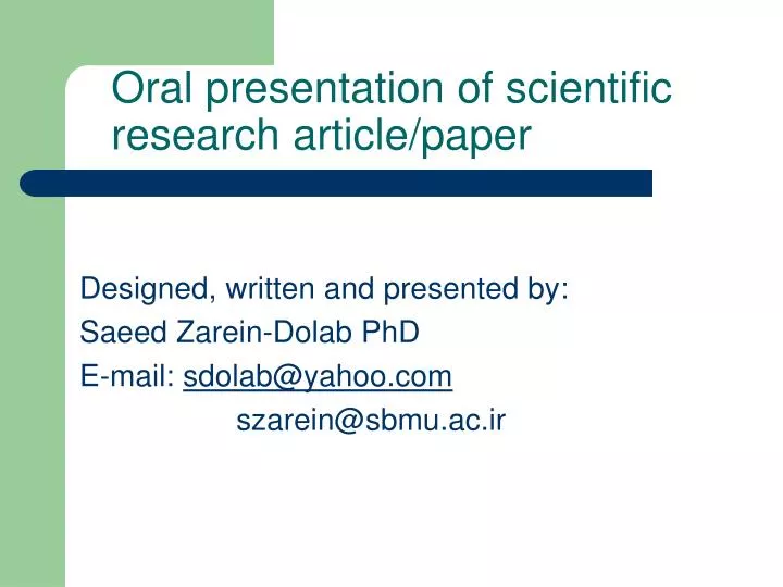 how important is the oral presentation of your research