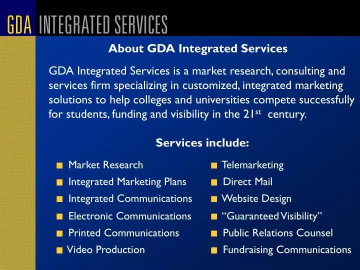 about gda integrated services n.