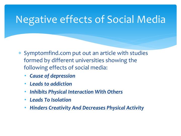 negative effects on social media I wanted to understand what the studies really tell us about the effect social media has the 'exact same negative effect on depression' as. negative effects on social media I wanted to understand what the studies really tell us about the effect social media has the 'exact same negative effect on depression' as.