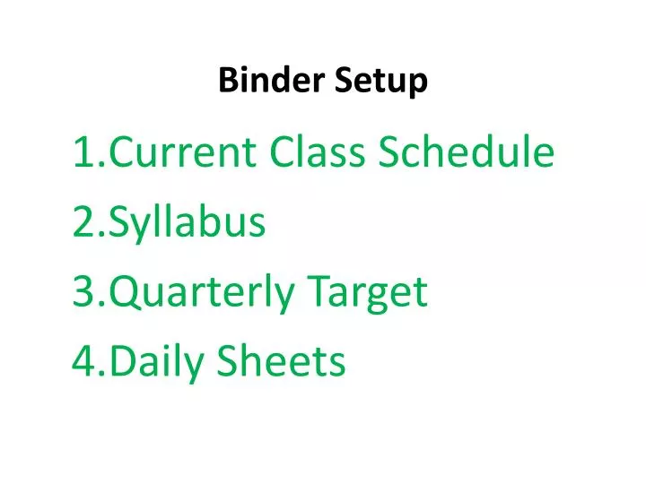 PPT - Binder Setup PowerPoint Presentation, free download - ID:2768165