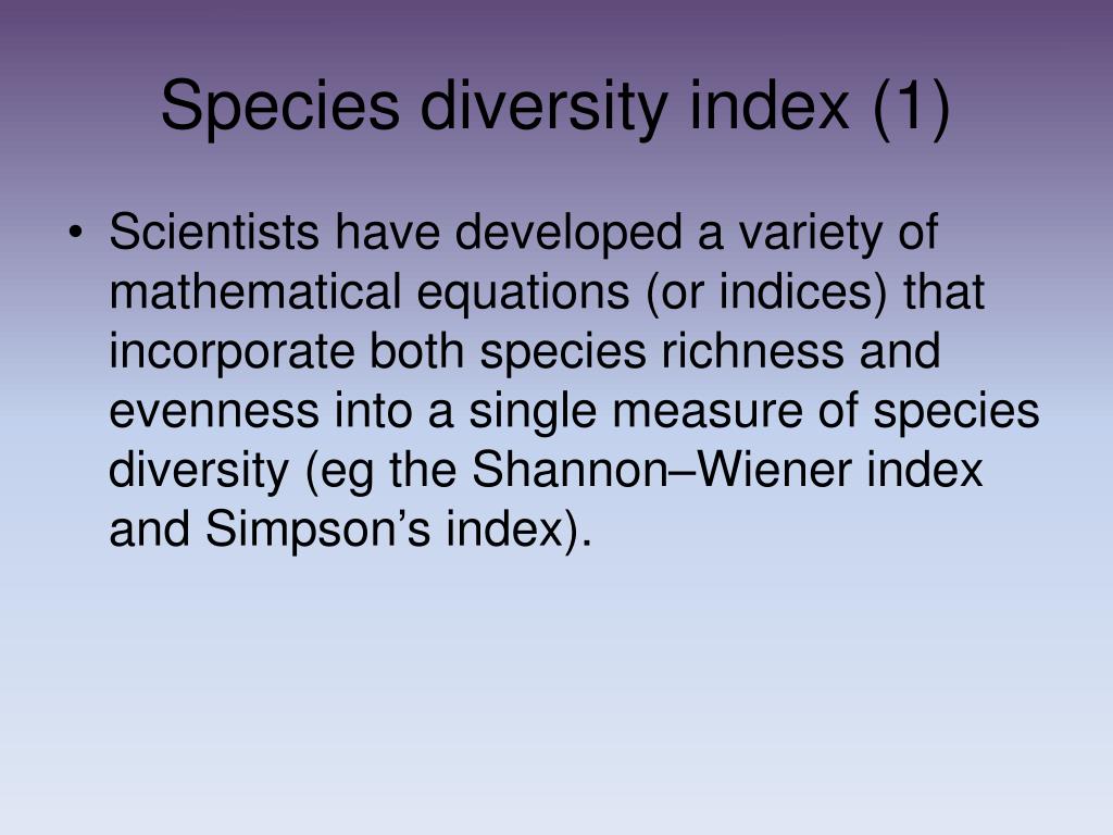 a general hypothesis of species diversity