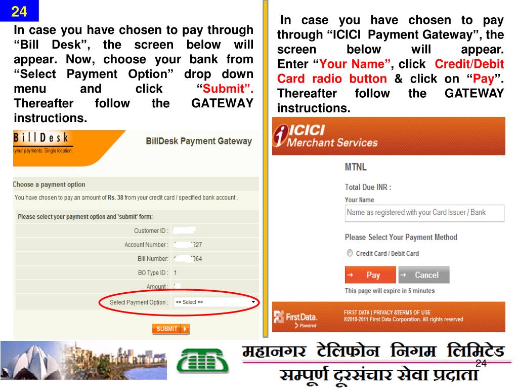 Ppt Procedure For Online Payment Of Mtnl Mobile Bills Through