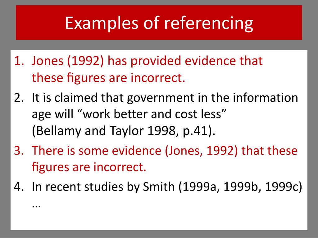 referencing presentation slide