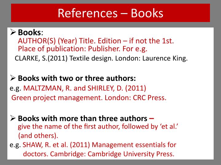 how to reference a book in a presentation