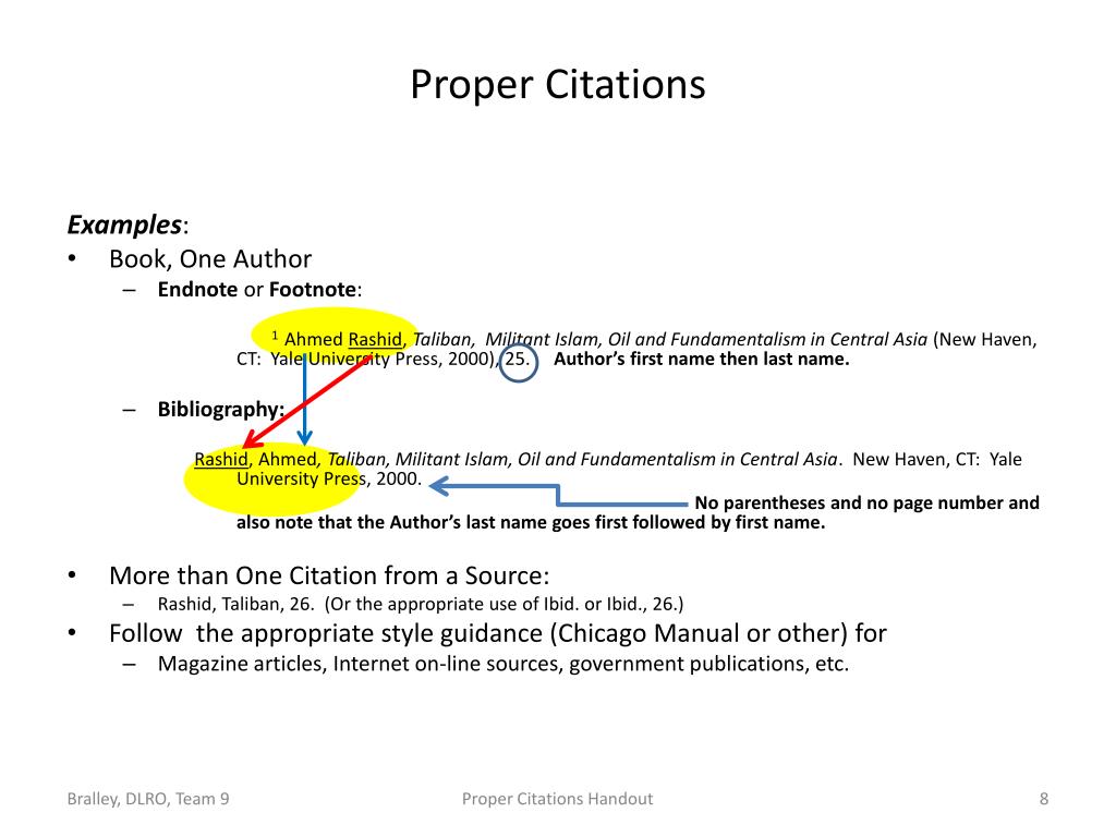 proper citation in research