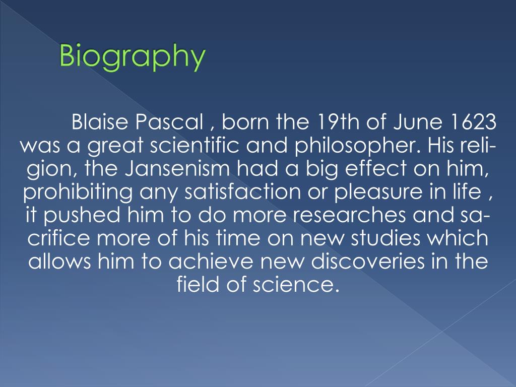 PPT - Blaise Pascal (1623-1662) PowerPoint Presentation, free download -  ID:2770525