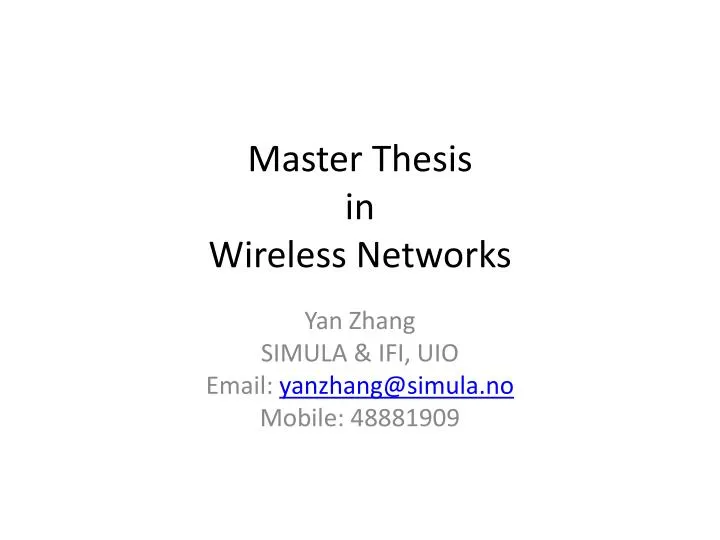 Master thesis on networking