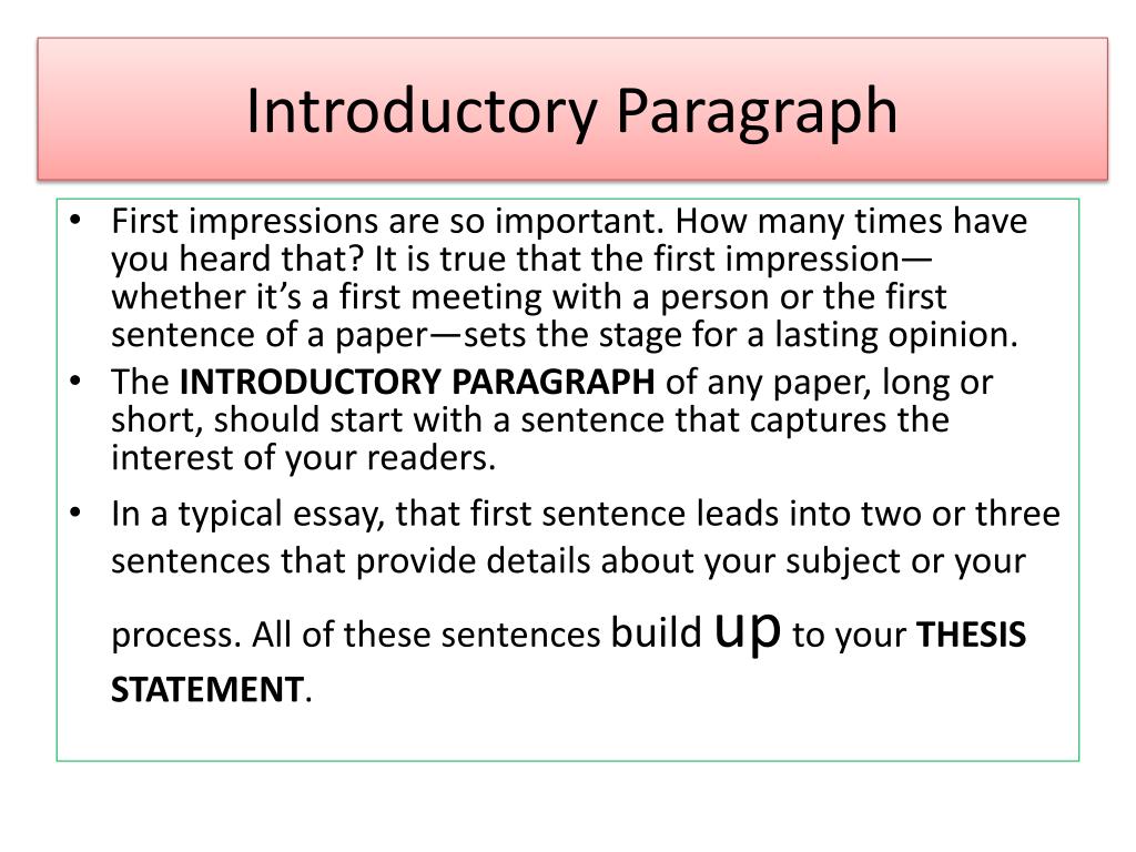 sample of introductory paragraph with thesis statement