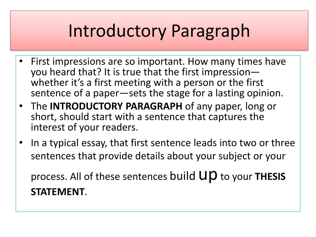 how to start introductory paragraph essay