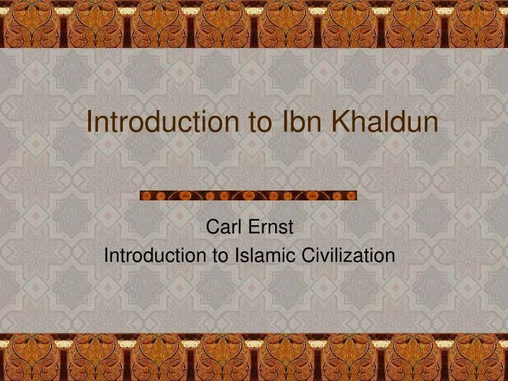 introduction to ibn khaldun n.