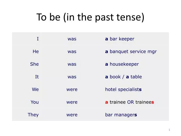 to be in the past tense n.