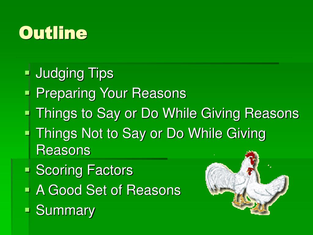 PPT Preparing and Giving Oral Reasons for Poultry Judging