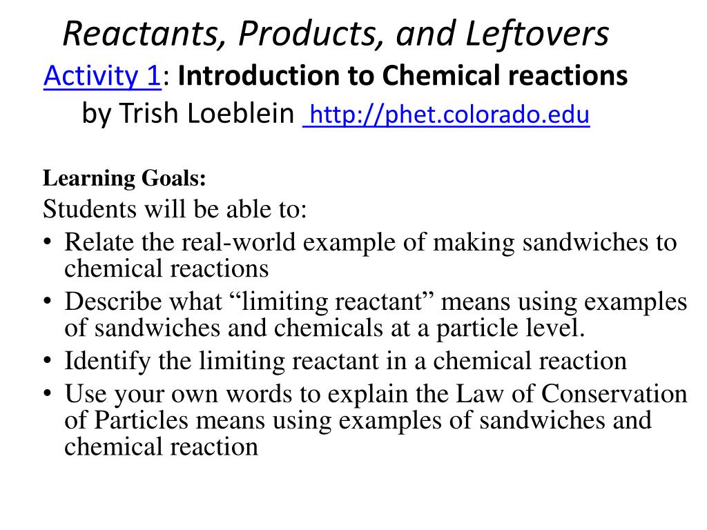 phet reactants products and leftovers