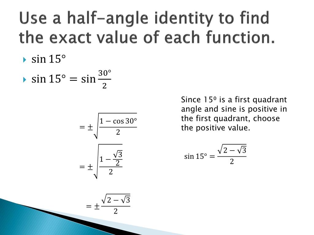 Double Angle Identities Worksheet