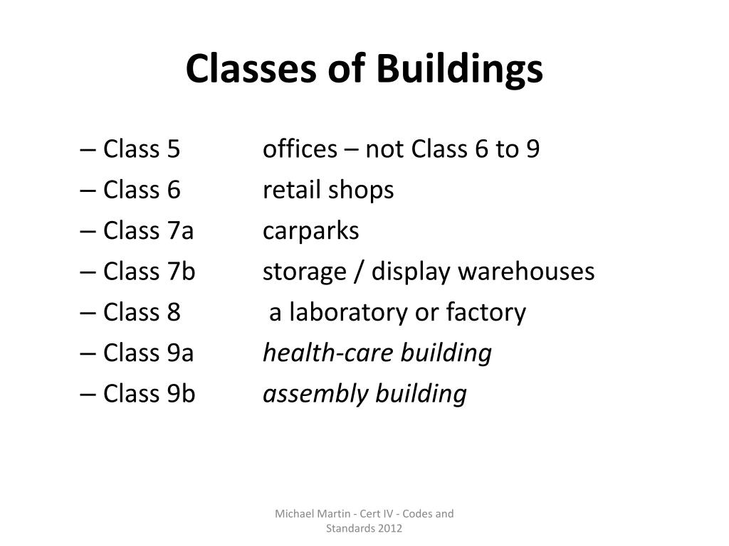PPT - Lesson Two – Classification of Buildings and Acceptable