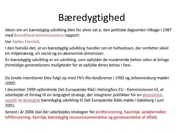 PPT - Bæredygtighed PowerPoint Presentation, free download - ID ...