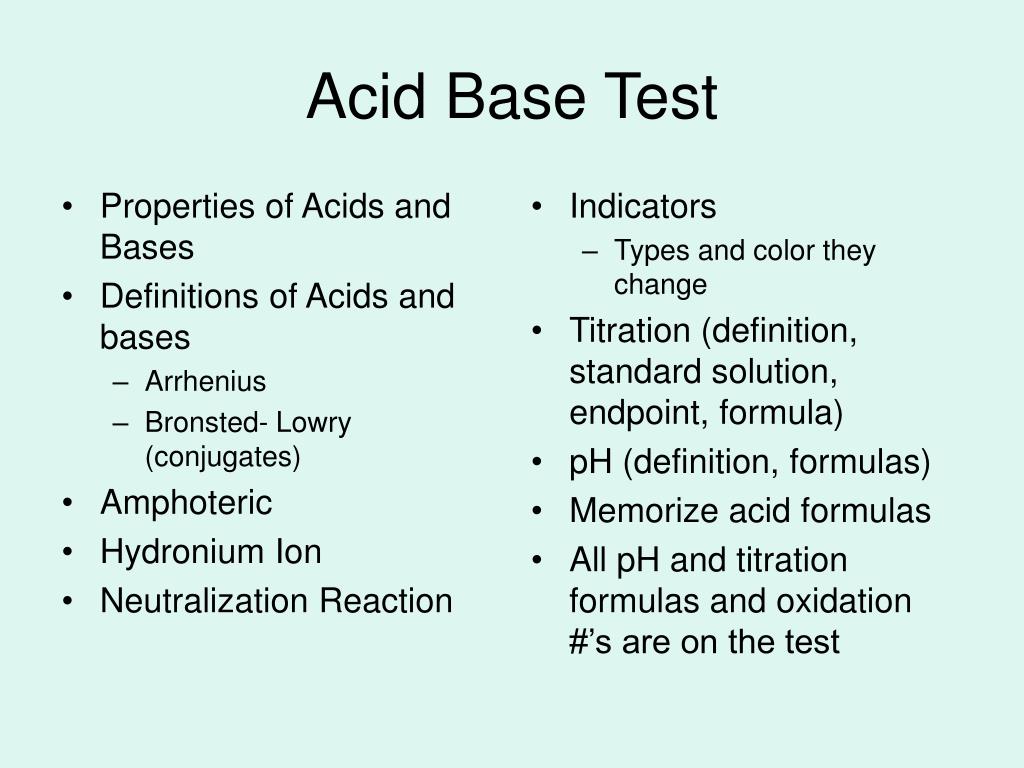 PPT - Acid Base Test PowerPoint Presentation - ID:2782762