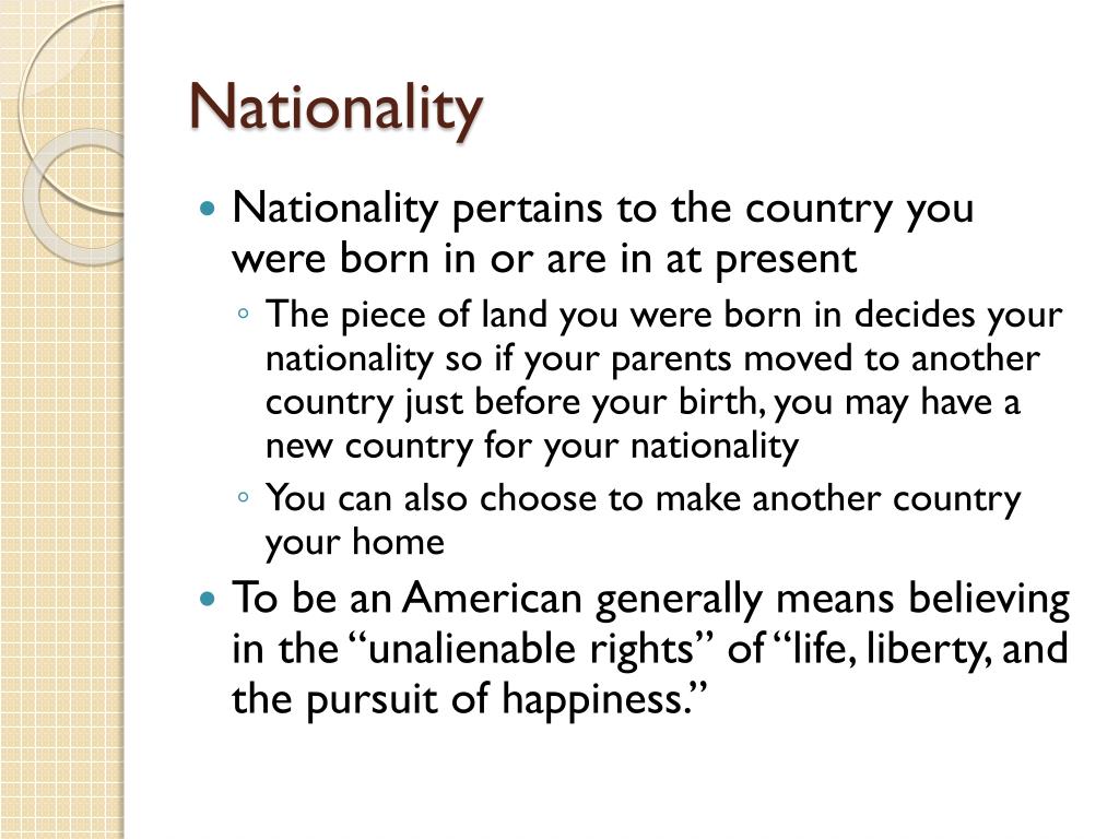 What does nationality mean online