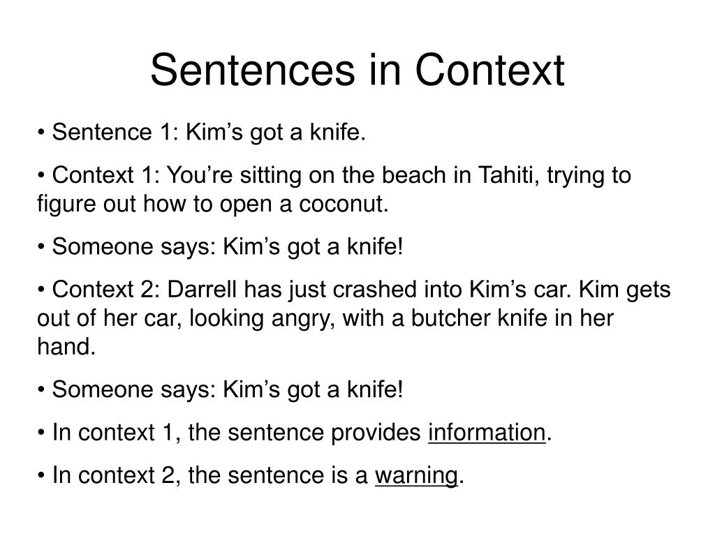 presentation in a context sentence