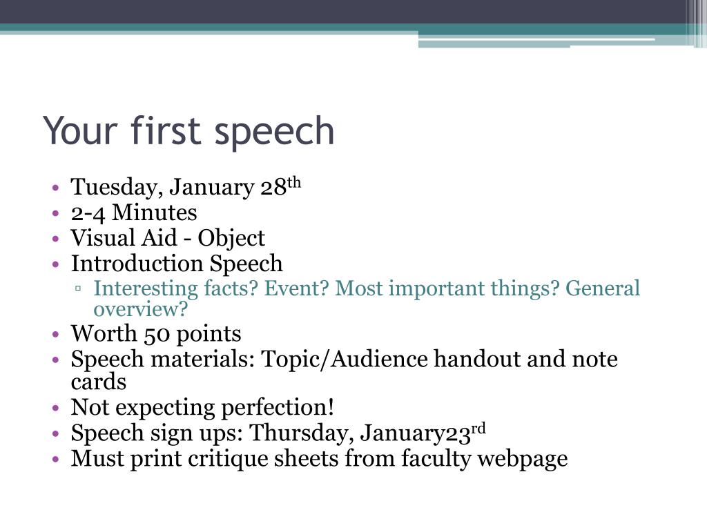 your first speech and presentation