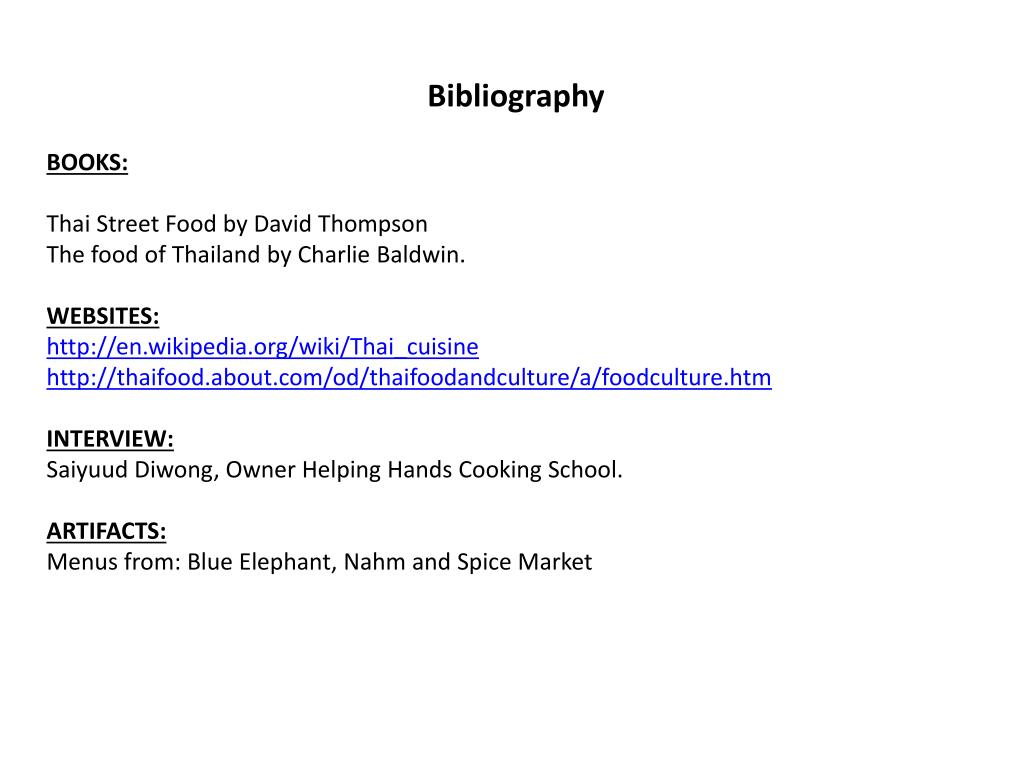 ppt bibliography books thai street f ood by david thompson the books on food presentation
