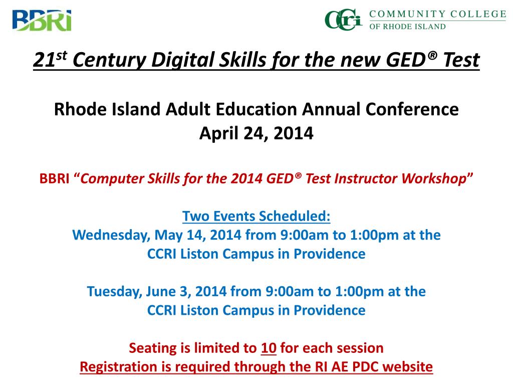 PPT - 21 st Century Digital Skills for the new GED® Test Rhode Island ...