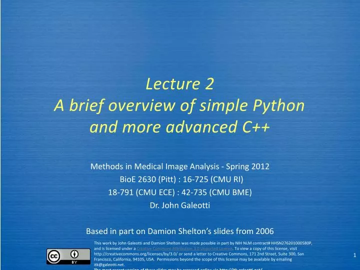 PPT - Lecture 2 A brief overview of simple Python and more advanced C++ ...