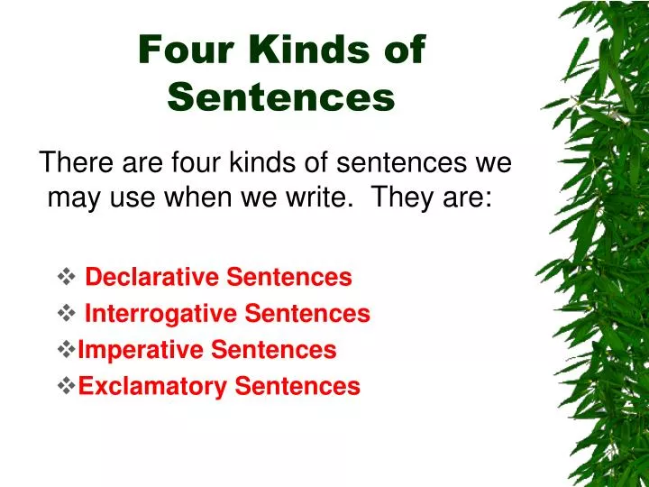 4 Kinds Of Sentences Worksheet