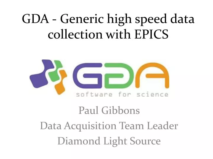gda generic high speed data collection with epics n.