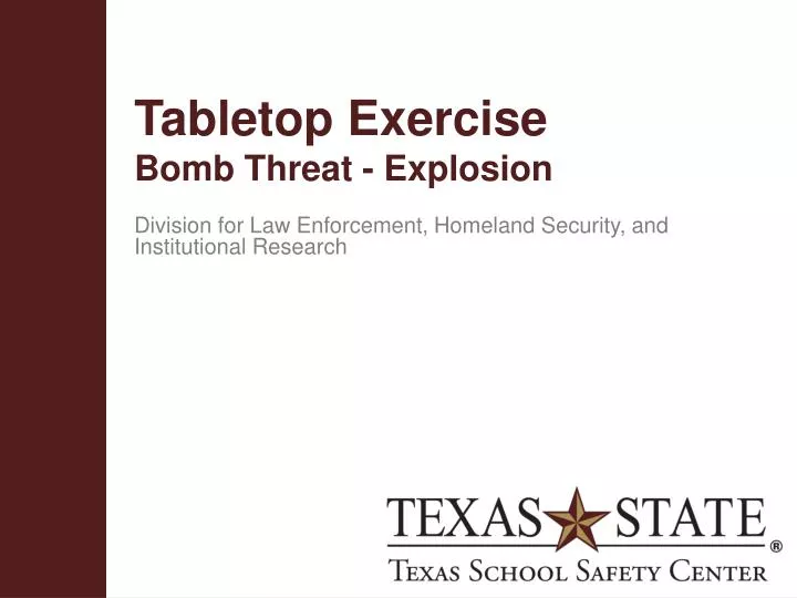 PPT - Tabletop Exercise Bomb Threat - Explosion PowerPoint ...