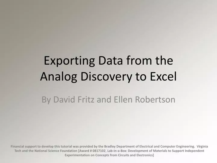 exporting data from the analog discovery to excel n.