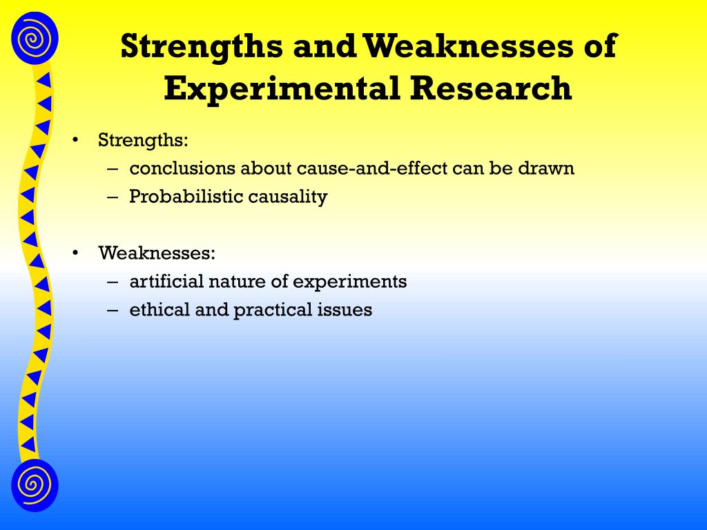 experimental research strengths and weaknesses