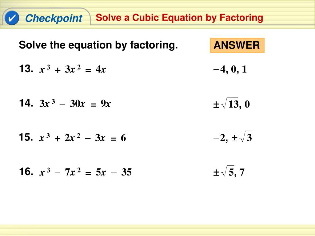 PPT - 6.5 Factoring Cubic Polynomials PowerPoint ...