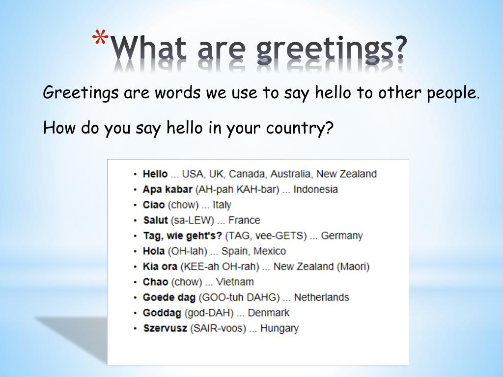 greetings in video presentation