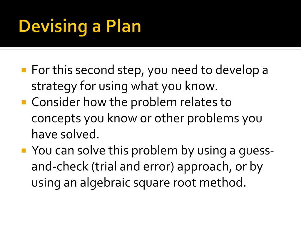 devising a plan in problem solving