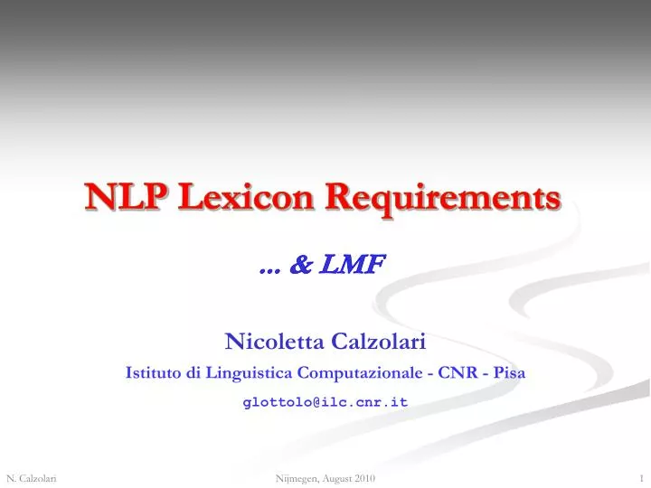 PPT - NLP Lexicon Requirements PowerPoint Presentation, free download ...