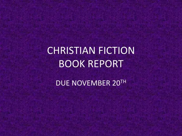 christian fiction book report n.