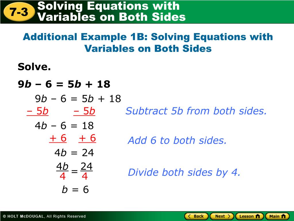 PPT Learn to solve equations with variables on both sides of the