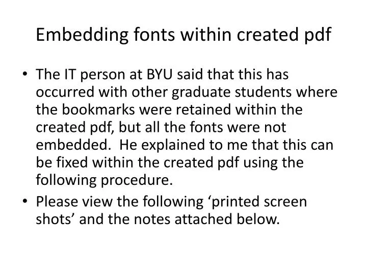 PPT - Embedding fonts within created pdf PowerPoint Presentation, free ...
