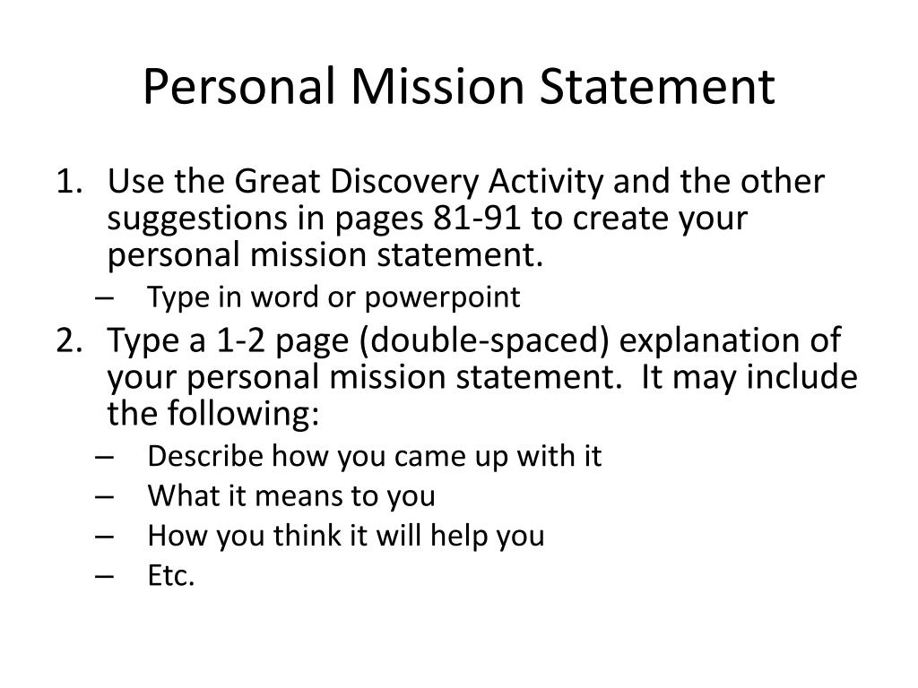 PPT - Personal Mission Statement PowerPoint Presentation, free download ...