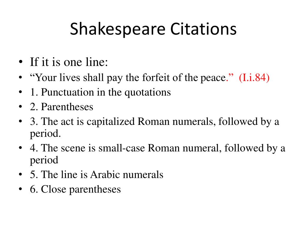 how to cite shakespeare