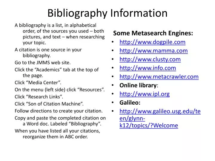 what is the bibliographic information