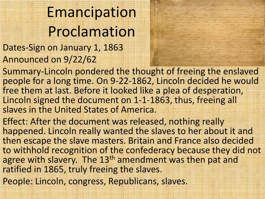 emancipation proclamation summary essay
