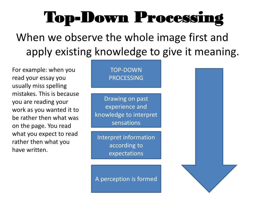 Bottom Down Processing Example