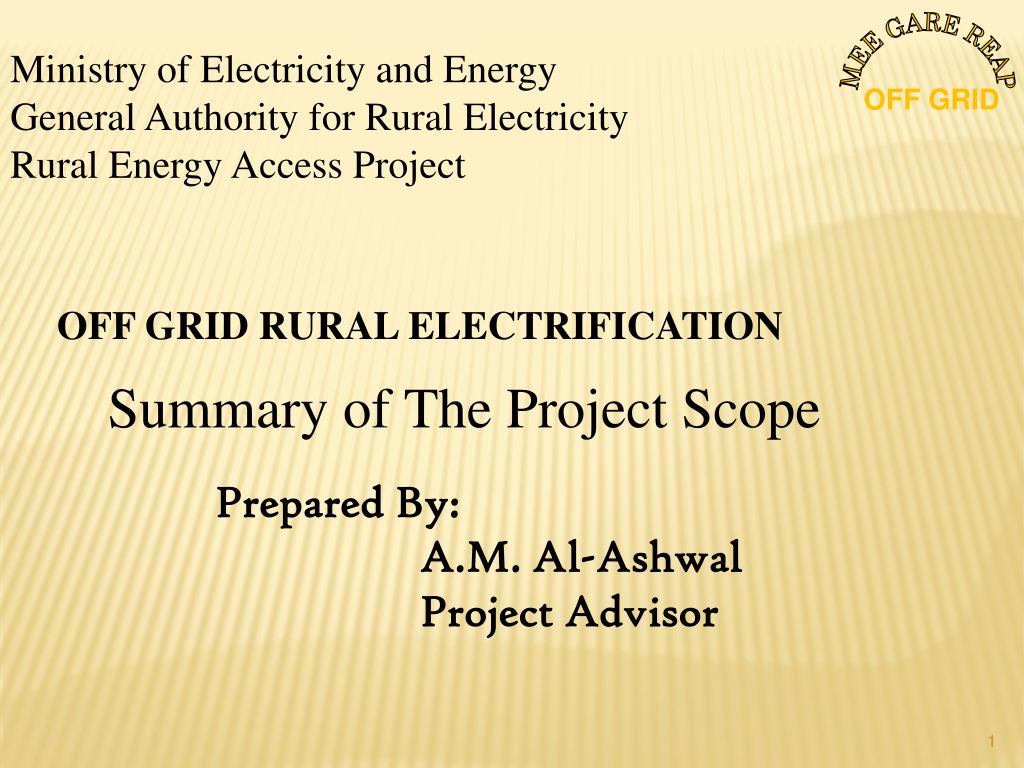 PPT - Ministry of Electricity and Energy General Authority for Rural ...