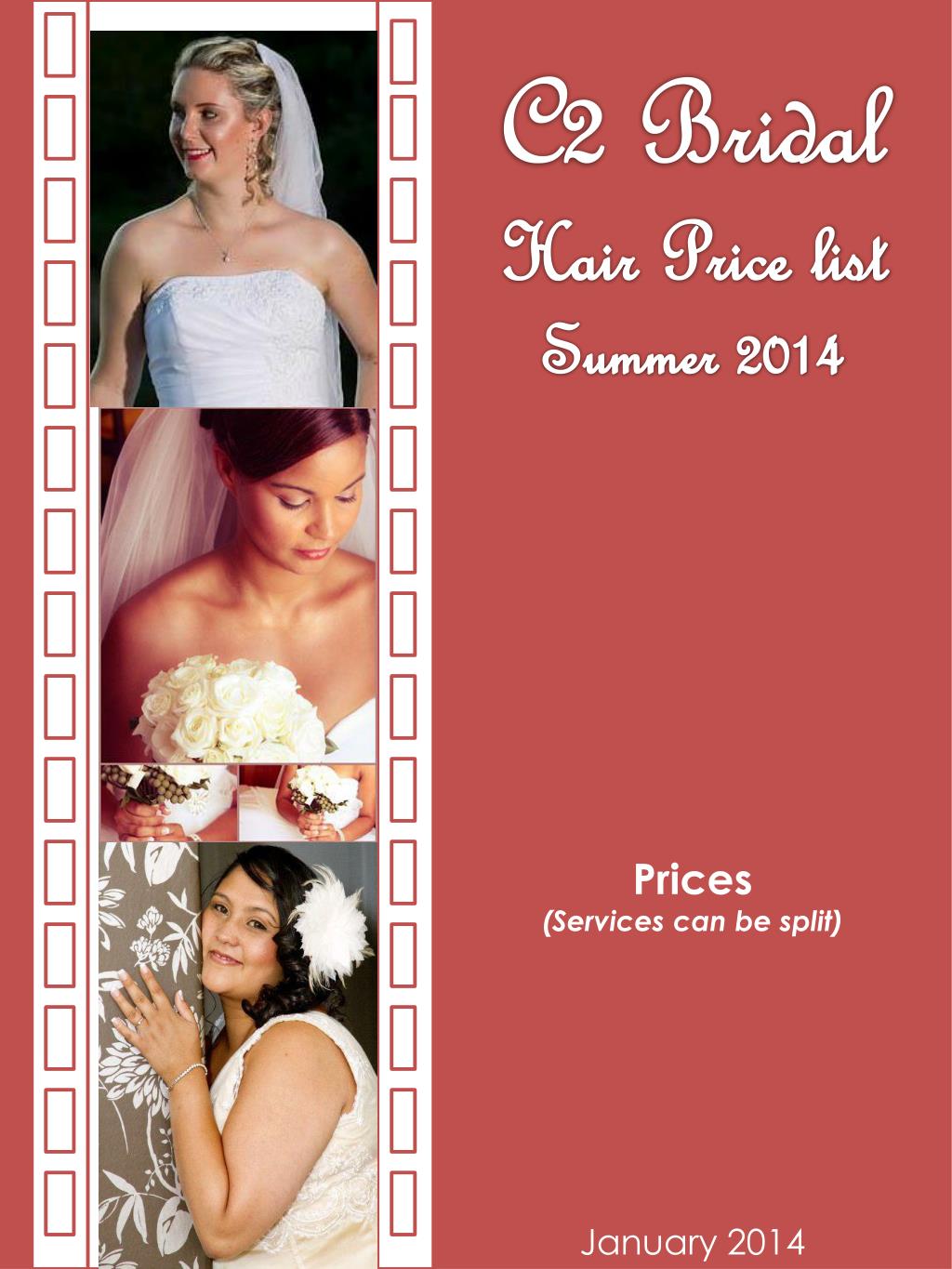 PPT C2 Bridal Hair Price list Summer 2014 PowerPoint Presentation