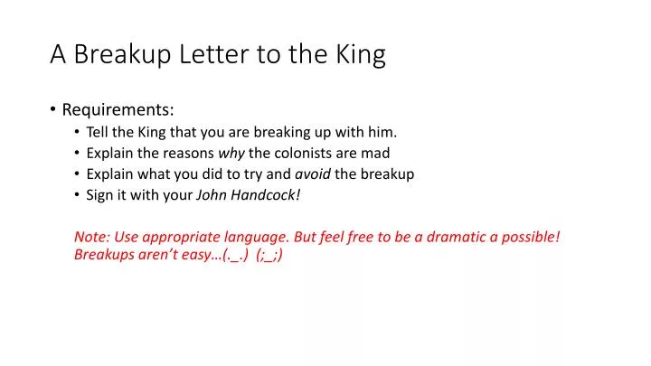 breakup letter to ppt a breakup letter to the king powerpoint presentation breakup letter to ppt a breakup letter to the king powerpoint presentation