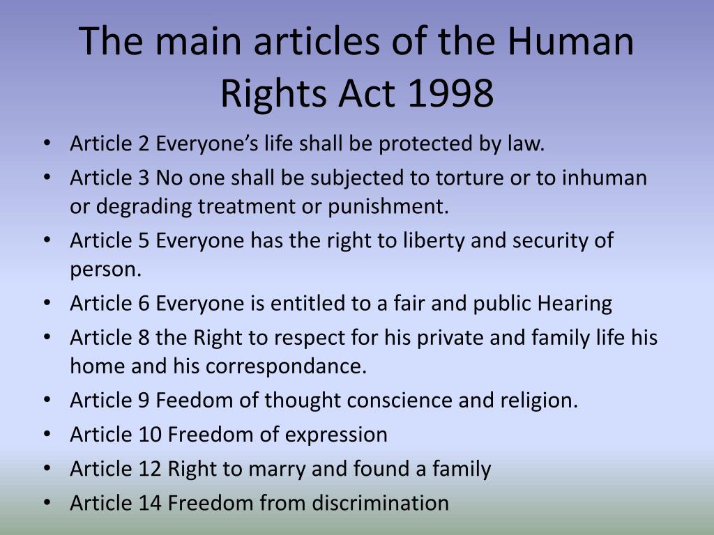 Key Principles Of Human Rights Act