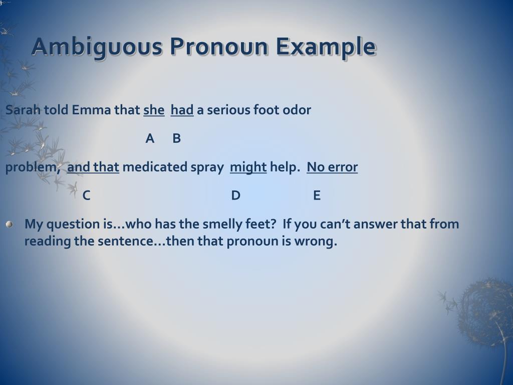 Ambiguous Pronoun Reference Worksheet